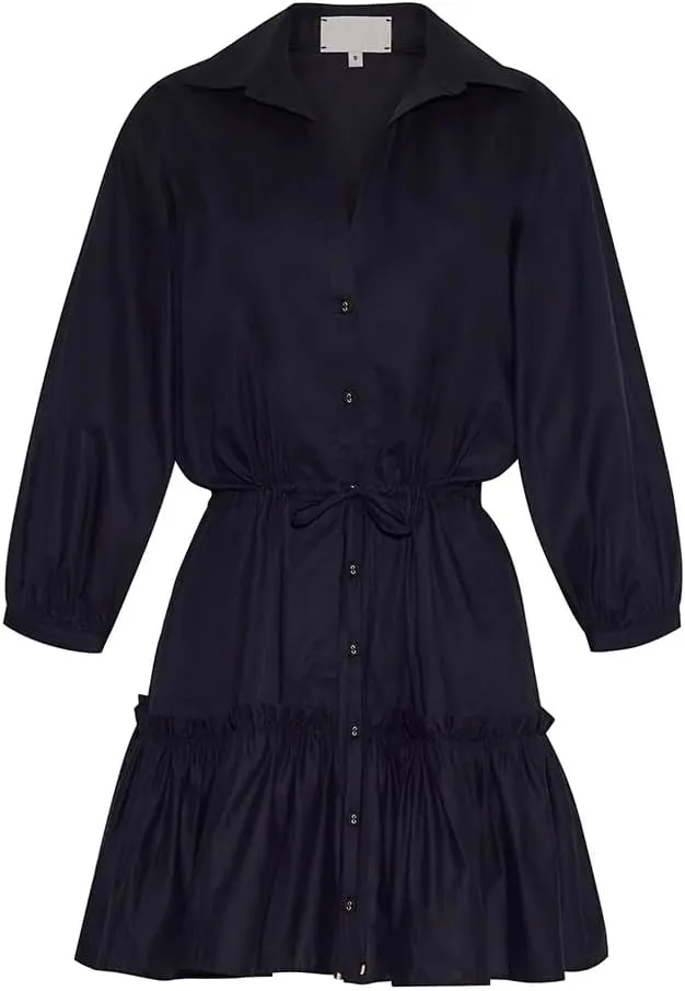 Women's Tunic Shirt Dress Long Puff Sleeve Drawstring Waist Mini Dresses Casual Ruffle A-Line Swing Babydoll Dress