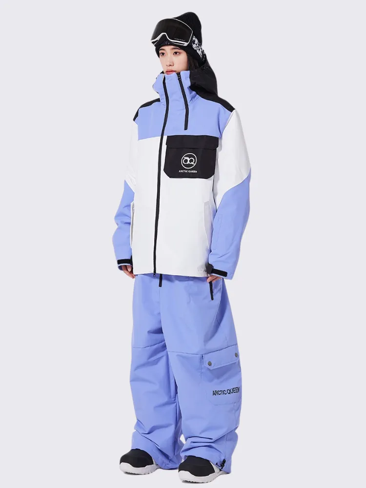 Women's Zipper Snowboard Jacket & Bib Pants Set