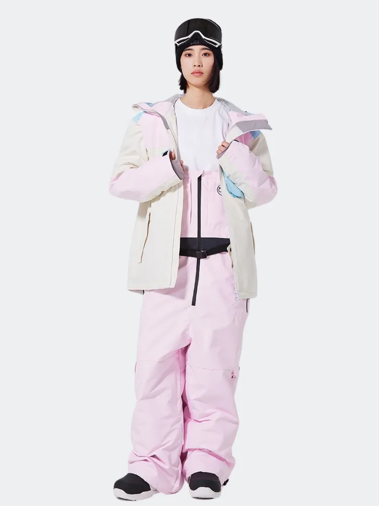 Women's Zipper Snowboard Jacket & Bib Pants Set