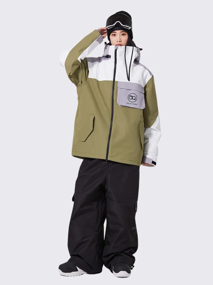 Women's Zipper Snowboard Jacket & Bib Pants Set