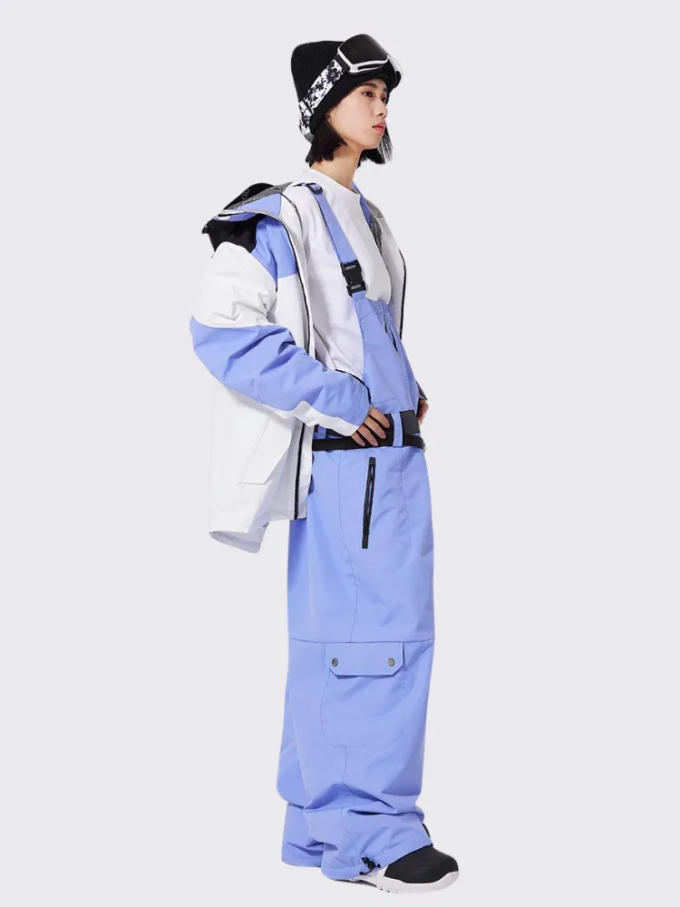 Women's Zipper Snowboard Jacket & Bib Pants Set