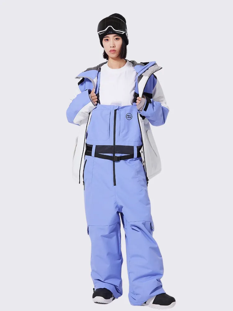 Women's Zipper Snowboard Jacket & Bib Pants Set