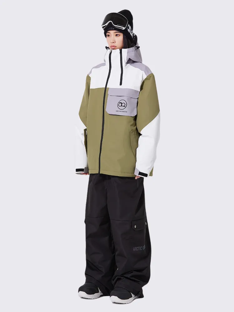 Women's Zipper Snowboard Jacket & Bib Pants Set