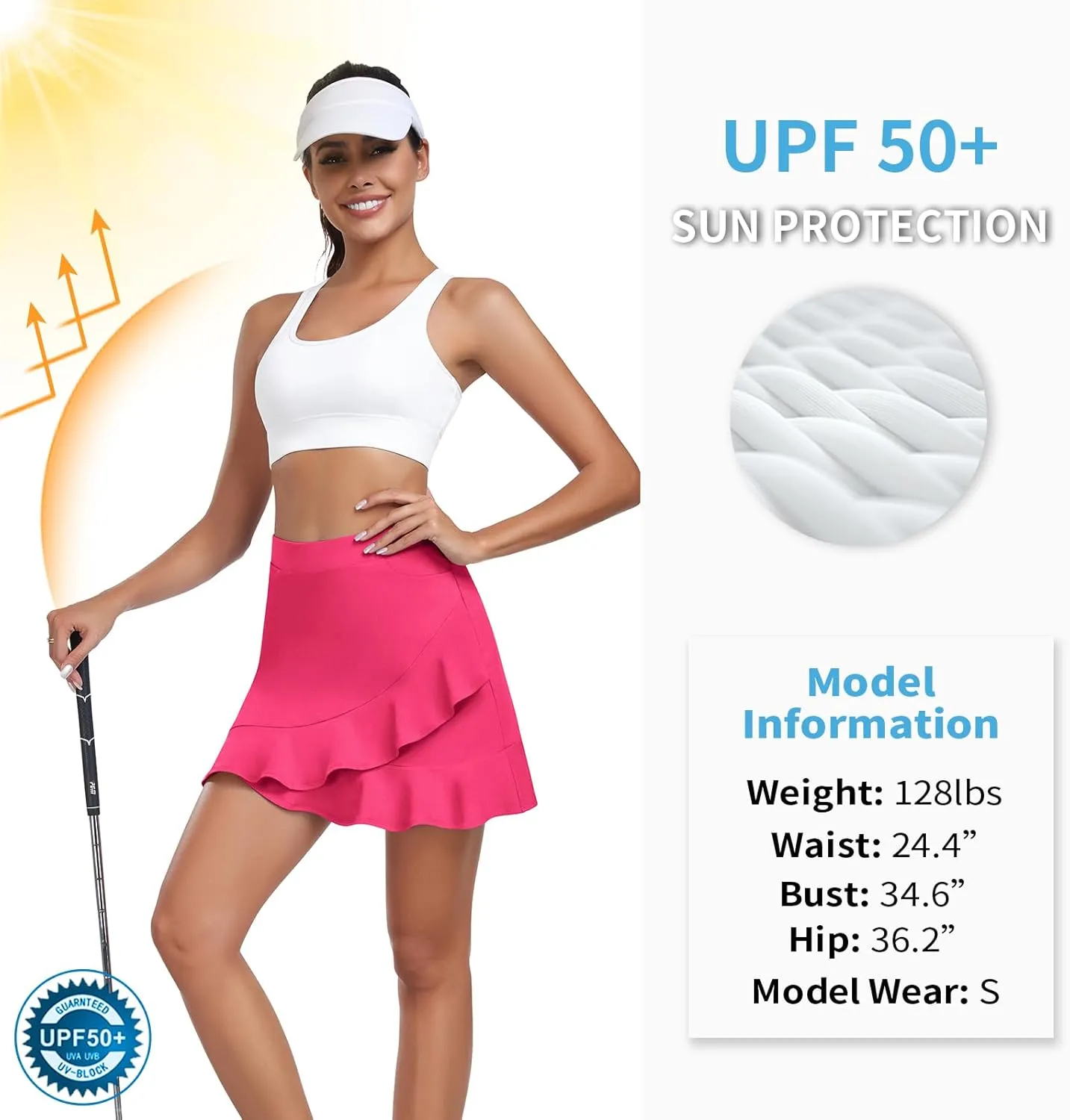 WOWENY Womens 20'' Knee Length Tennis Skirts Athletic Long Golf Skorts Skirts with Inner Shorts Pockets