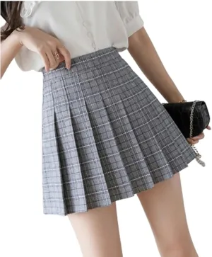 xxxiticat Women's Plaid School Skirt Summer Cute High Waisted Girls Mini Skort A-Line Short Trendy Pleated Skirt with Shorts