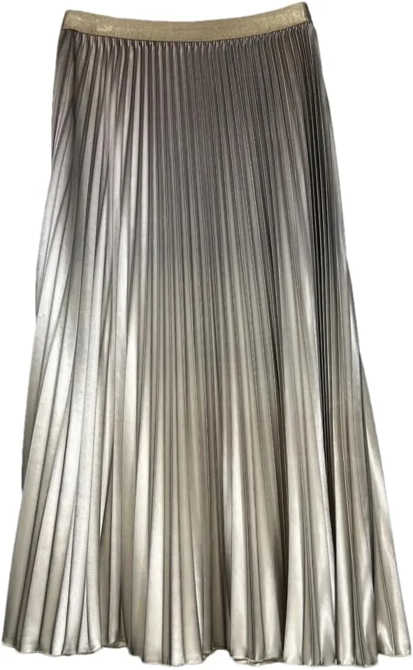 YTR6TW Women's Elastic High Waist Pleated Midi Skirt Women Summer Office Streetwear Skirt