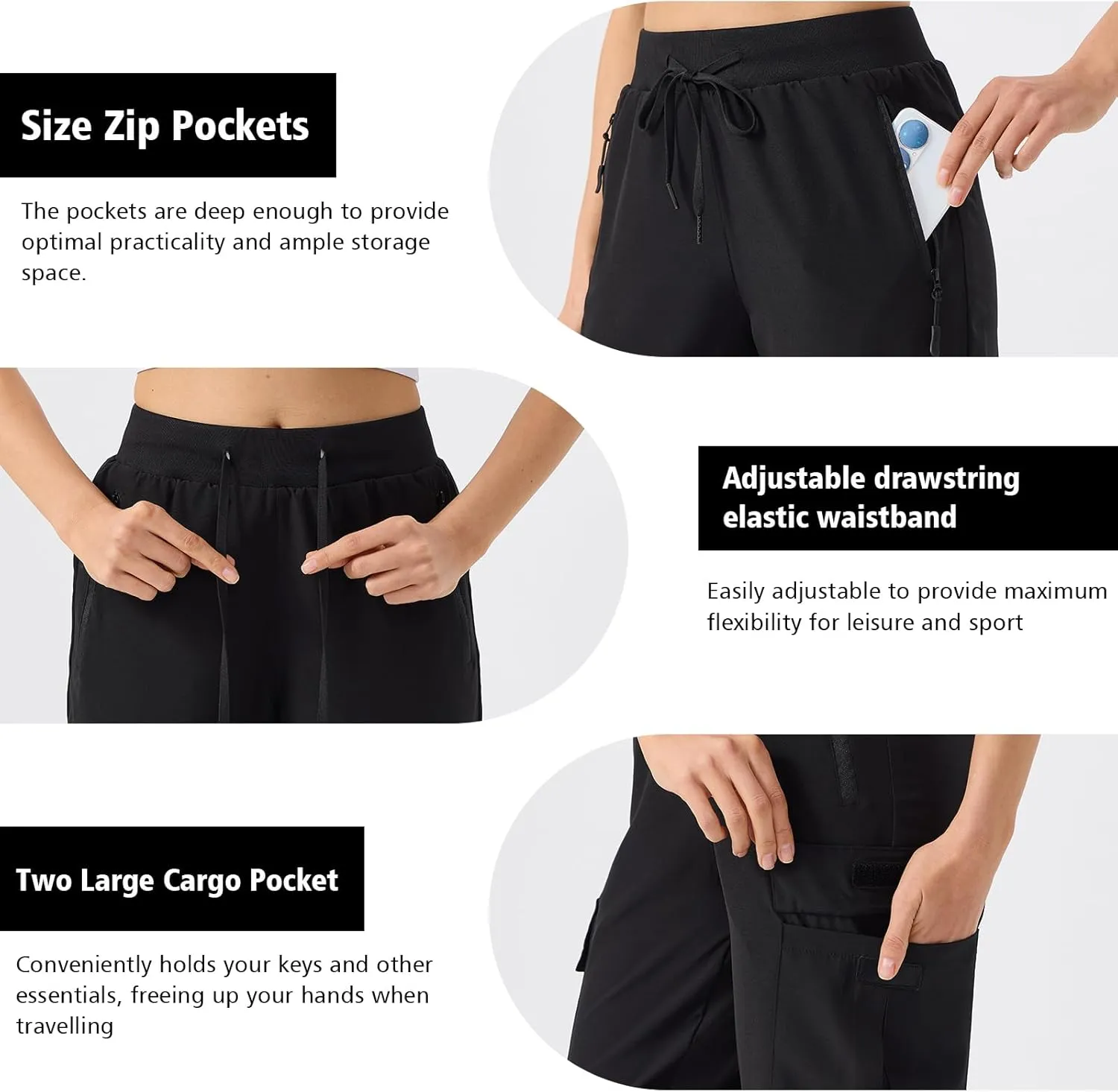 ZENGVEE Women's Quick Dry Hiking Cargo Pants with 5 Pockets Lightweight Athletic Travel Outdoor Joggers Casual Track Pants